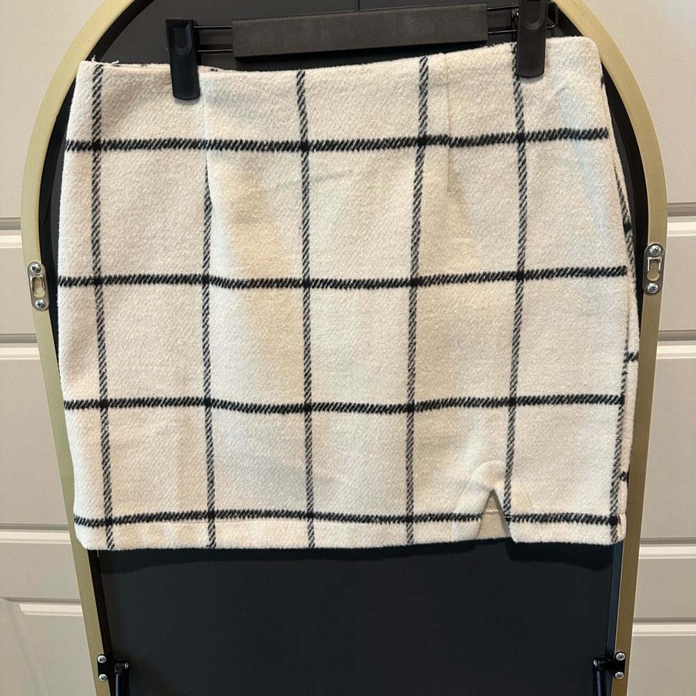 Pink Lily Black and White Plaid Skirt